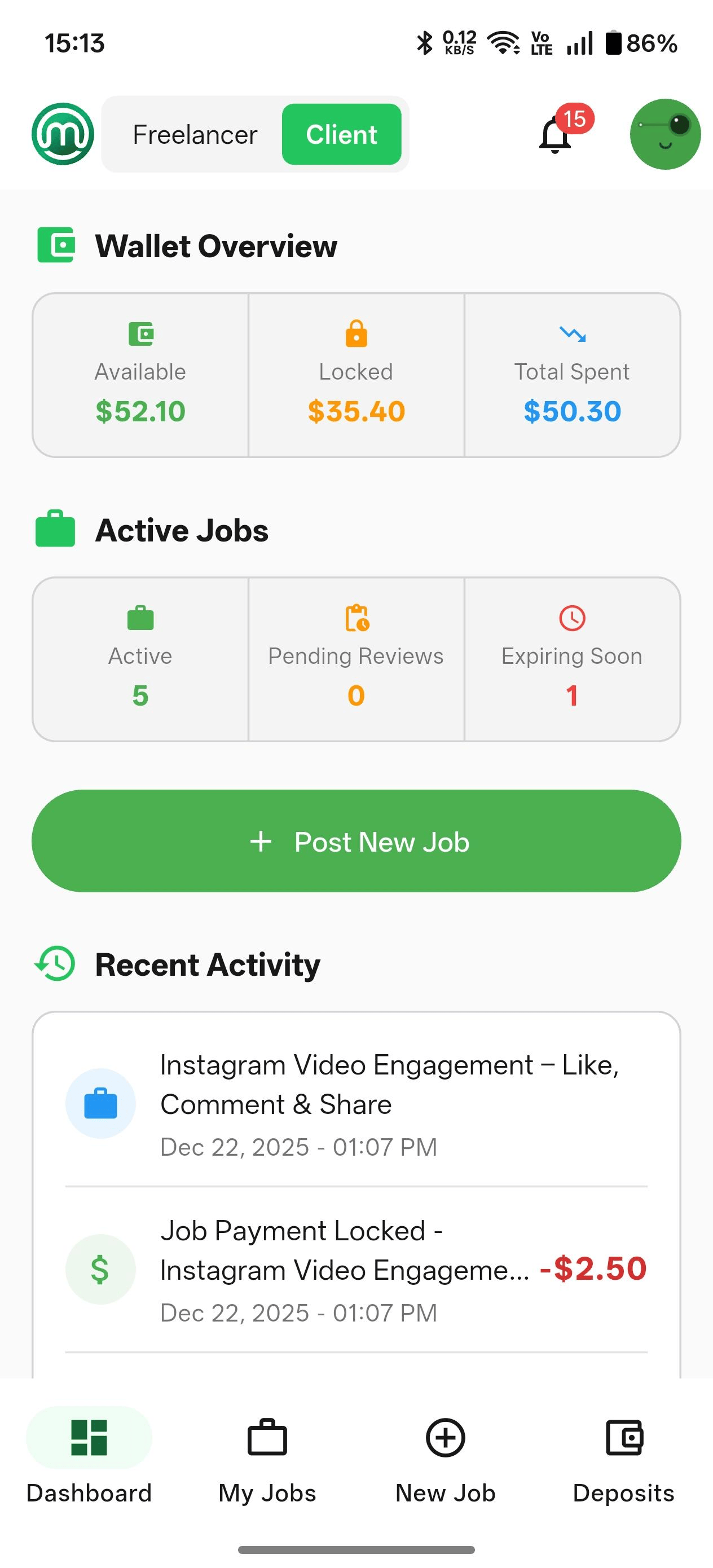 PskWork mobile dashboard