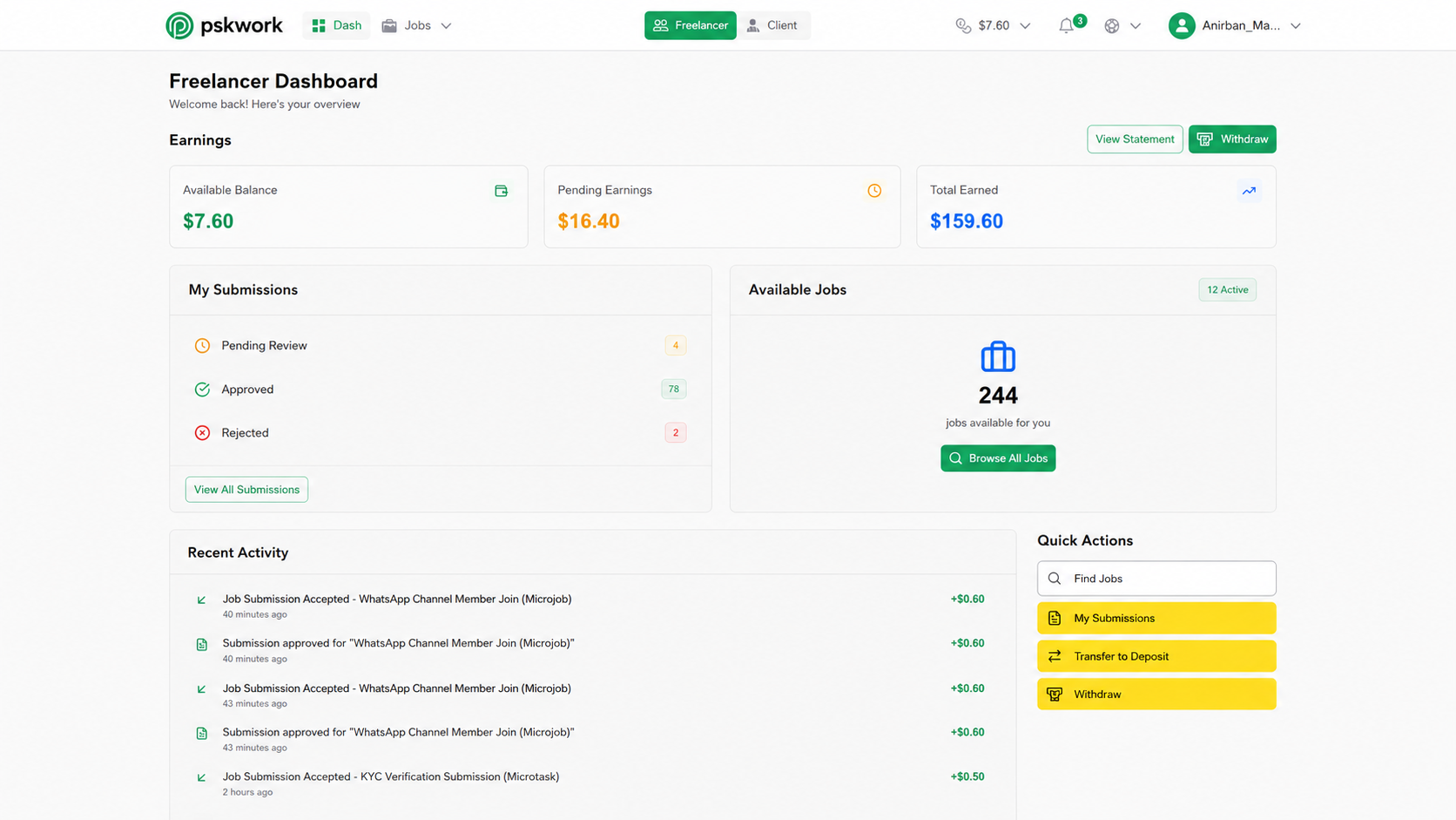 PskWork web dashboard synced preview
